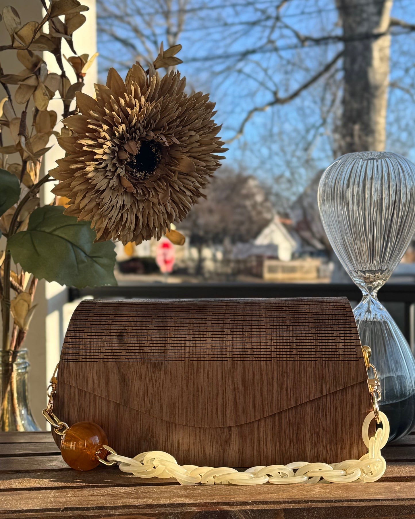 The Michelle Bag w/walnut and maple wood