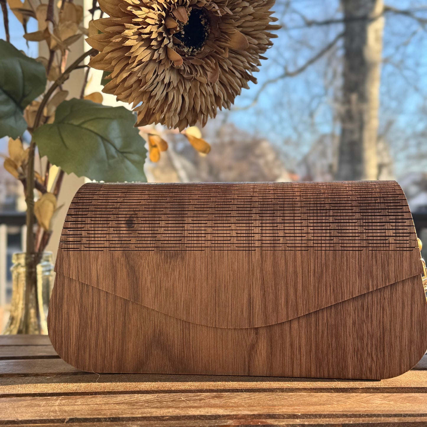 The Michelle Bag w/walnut and maple wood