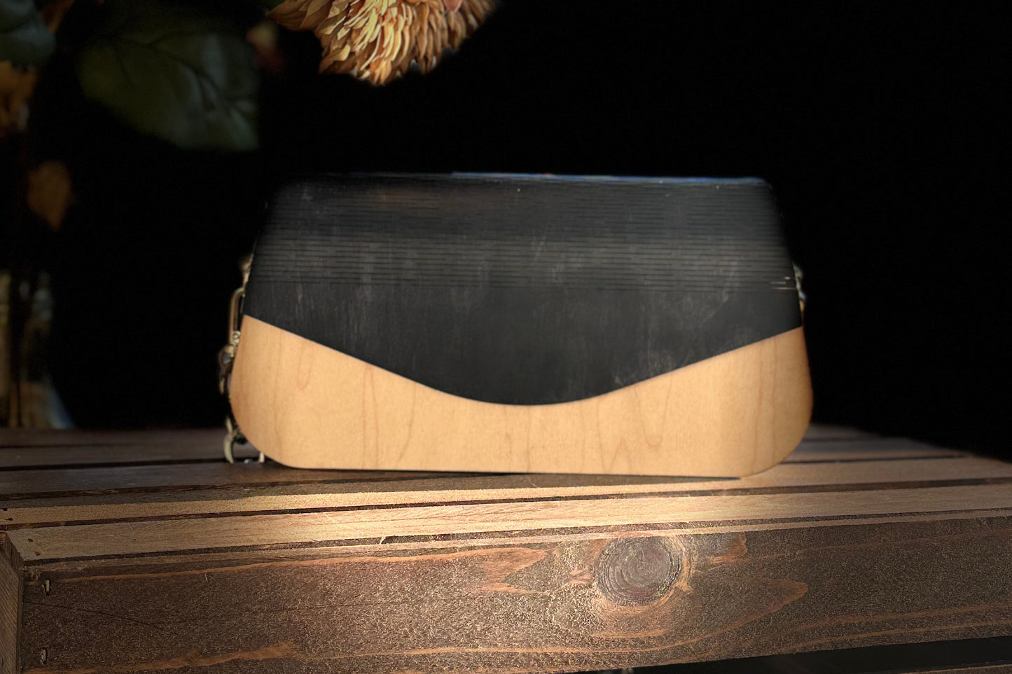 The Michelle Bag w/two-toned mix of Black and Maple wood