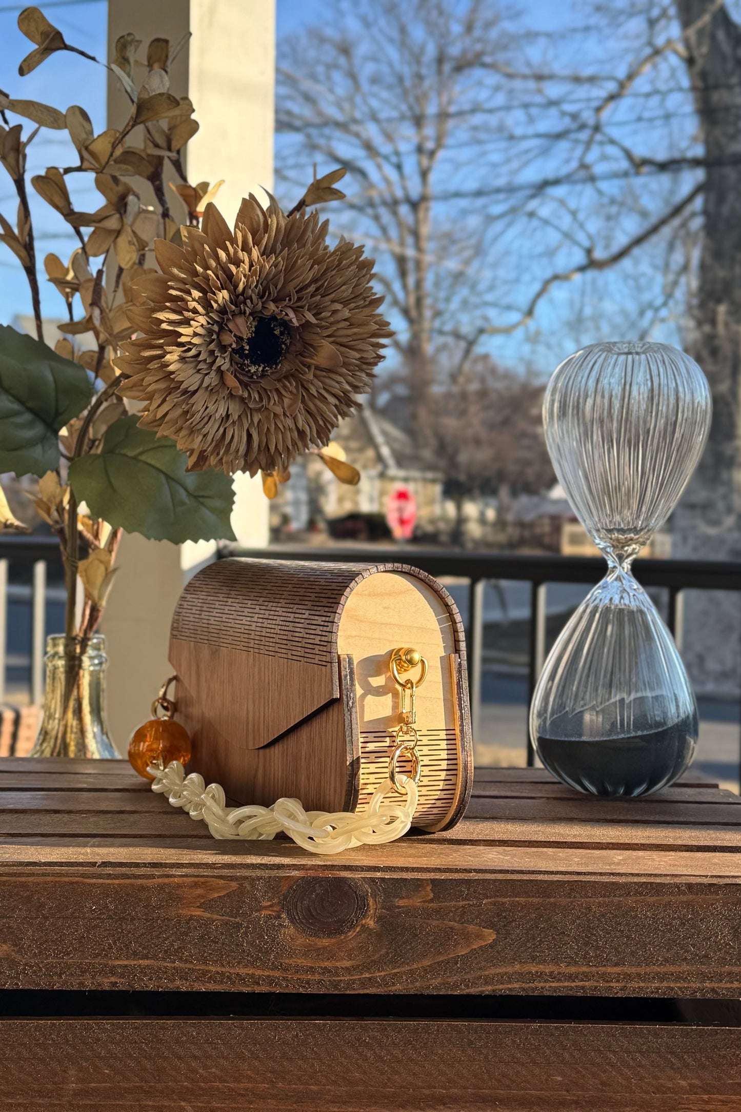 The Michelle Bag w/walnut and maple wood