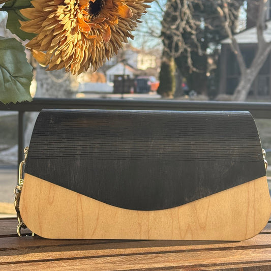The Michelle Bag w/two-toned mix of Black and Maple wood