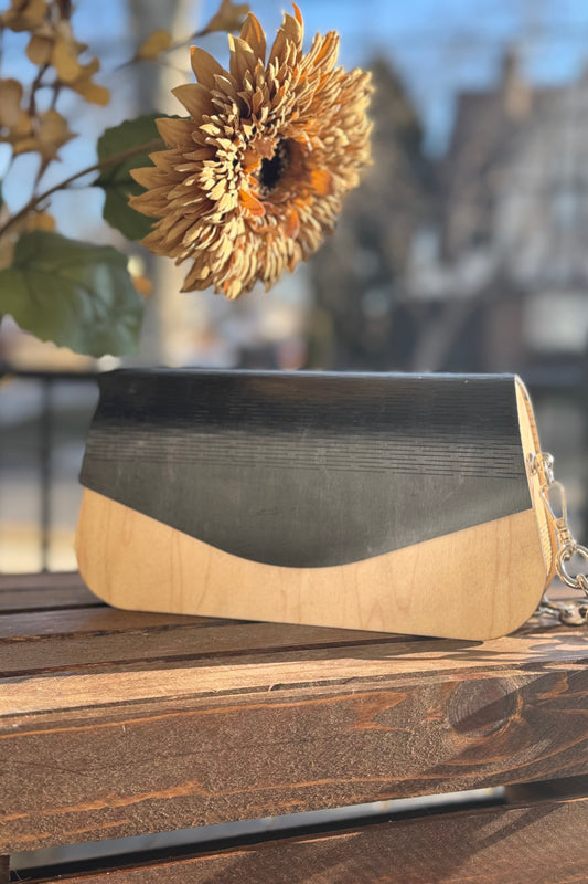 The Michelle Bag w/two-toned mix of Black and Maple wood